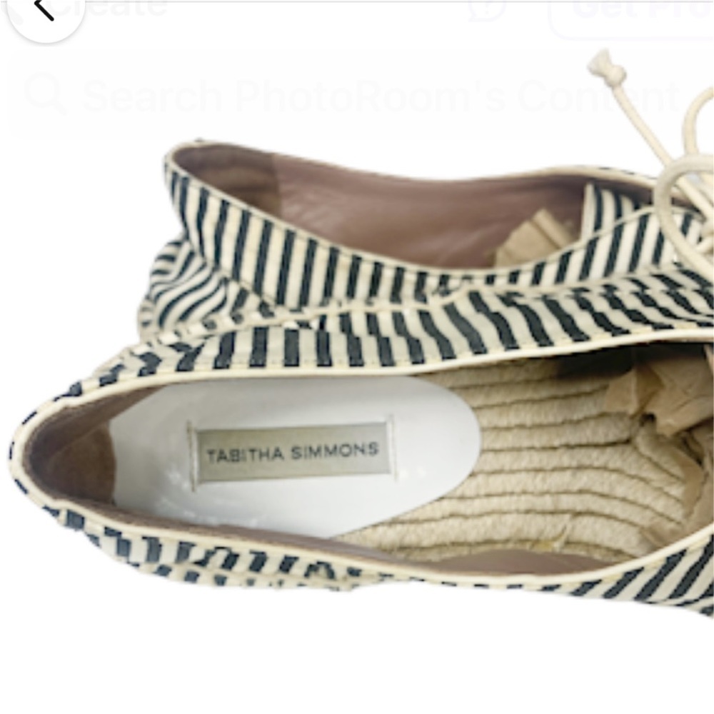 Tabitha Simmons Dolly Silk Striped Espadrille Lace-Up Flats - Picture 8 of 14